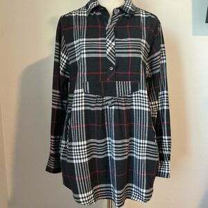 Punch Womens Shirt Tunic Nova Check Plaid Flannel M‎